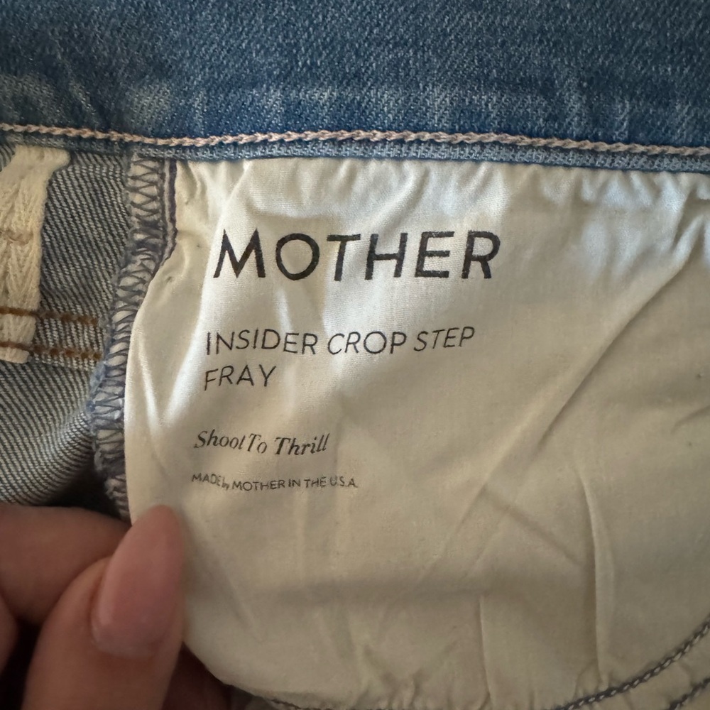 Mother Insider Crop Step Fray Jeans, Sz 34, Shoot To Thrill Wash